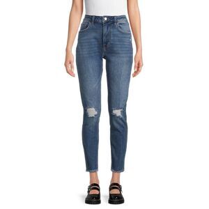 No Boundaries Mom Jeans 11 High Rise Distressed Stretch Fray Hem NOBO Junior NWT